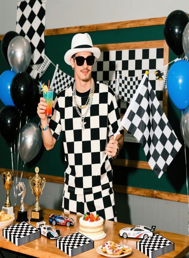 HiEnjoin 50PCS Checkered Flag Napkins, Disposable Black and White Race Car Birthday Napkins Racing Theme Party Supplies for Baby Shower, Kids, Men Decorations - Image 5